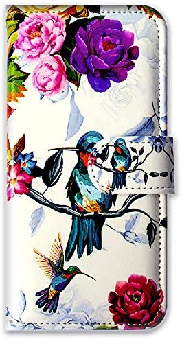 Калъф Bcov Samsung Galaxy А01, Кожен Калъф-портфейл с панти капак Колибри in Flowers и Отделения за карти, Поставка за