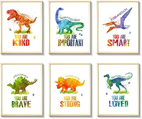 Стенен Художествени Плакати с Динозаври, Акварелни Щампи За Декор на стени и с Динозаври, Мотивационни Цитати с Размери
