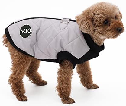 Стеганое палто K10 - Топло яке за кучета с прикрепен за каишка - Водоустойчив яке с пръстен за каишката - Вградена шлейка