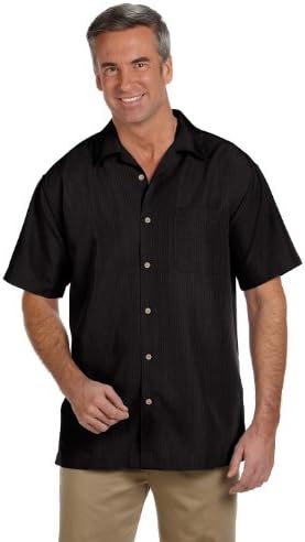 Harriton Мъжки Барбадосская Текстурирани Лагерная риза 4XL ЧЕРЕН цвят