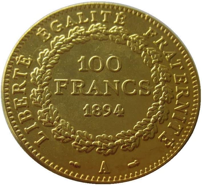 100 Франка 1878-1906 Допълнителен Френски франк Чуждестранна Копие на Златна Възпоменателна Монета