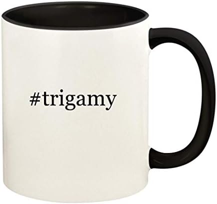 Подарък дрънкулки trigamy - Хэштег 11 грама, Керамични Цветна Дръжка и Вътрешната част на Кафе Чаши, Черна