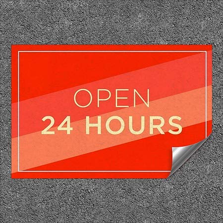 Отворено 24 часа - Модерна диагонал Сверхпрочная Промишлена самозалепваща Алуминиева Стикер на стената | 36 x 24