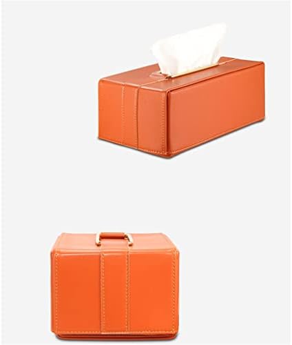 N/A Настолна Кожена Начална Дневна Спалня Оранжева Кожена Кутия за салфетки, кутия за изпомпване на хартия (Цвят: оранжев размер: Голям)