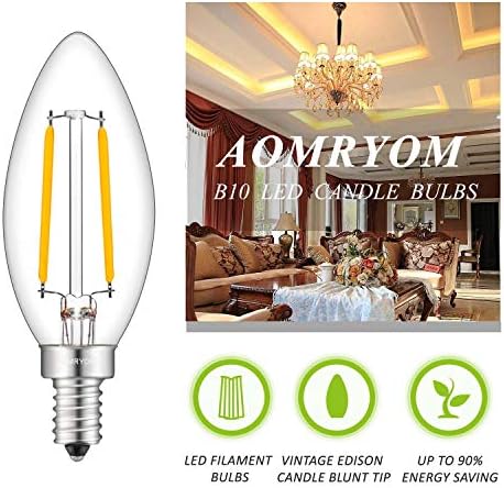 Led лампа с нажежаема жичка AOMRYOM Candelabra Мощност от 25 W, еквивалент на 3000 K, Warm White, Цокъл на E12, led лампа