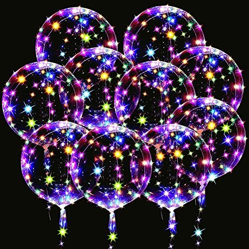 С led подсветка Bobo Balloons 10 бр., 20 Инча(а) Прозрачни балони 15 бр. за Резервоар с Хелий за Балони Дома, Светещи