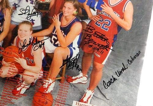 1999-00 Плакат женски баскетболен отбор на Университета Либърти с автограф 16 Авто - Баскетболни топки Колеж с автограф