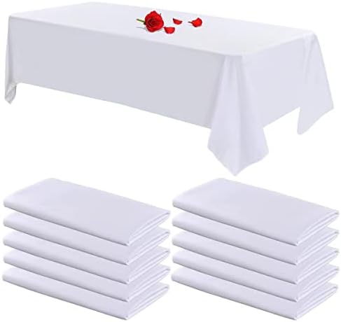 10 X Бели Покривки за правоъгълни маси с размер 4 метра, Покривка с размер 60 x 84 инча, Покривки за маса с размери 4