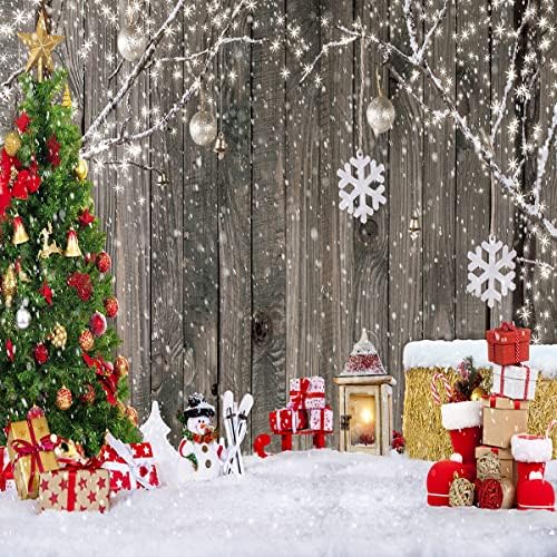 LYWYGG 8X6FT Коледен Фон за Снимки, Зимна подарък, Wooden Фонове, Фонове за Коледно парти в Навечерието на Коледа, Аксесоари,