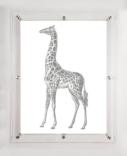 Въглен, с участието на жираф, 12x9 инча.