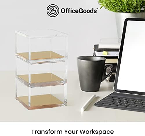 3-Нива, акрилни органайзер OfficeGoods със златна основа – Функционален и елегантен настолен органайзер за офиса или