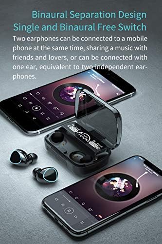 Тези безжични слушалки, слушалки BD & M Bluetooth 5.0, стереонаушникиTWS-втулки с интелигентен led дисплей, калъф за