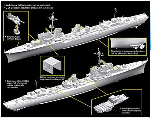 Platts 1/350 Втората световна война разрушител на ВМС на Германия Z-26 пластмасов модел DR1064