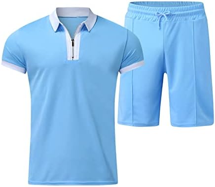 RUIRUILICO Мъжки Летни Спортни Костюми 2023 г., Комплект от Риза с къси ръкави и Шорти, Ежедневни Облекла от 2 теми,