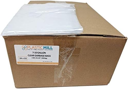 Торби за боклук PlasticMill обем 7-10 литра: Прозрачни, 1 MILS, 24x23, 500 торбички.
