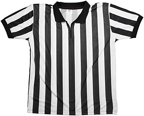 Мъжки официалната фланелка на съдията Crown Sporting Goods в черно–бяла ивица - Форма на съдия в професионален стил, чудесно за баскетбол, футбол и други спортове