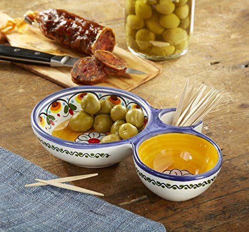 Синьо-Жълто Керамично чиния за Маслини от La Tienda