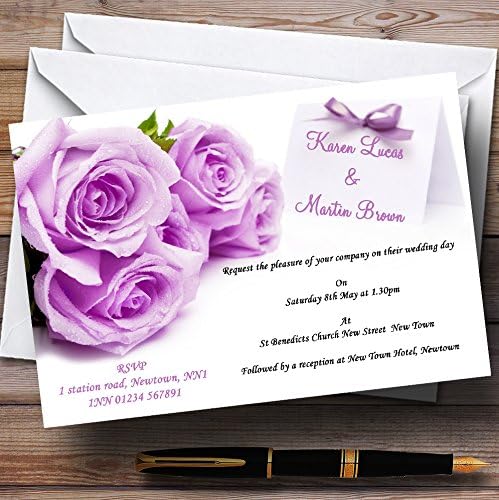 Красива Персонализирани Покани на Сватба в Сиреневом/Purple Розов цвят