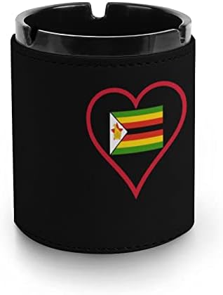 Аз обичам Зимбабве Червено Сърце Кожена Пепелник за Цигари от Кръгли Пепелници за Домашния офис и Ресторанти