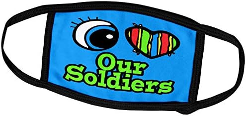 3dRose Bright Eye Сърце Аз обичам Нашите войници - Капаци за лица (fc_106347_2)