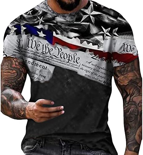 RUIRUILICO Патриотични Мъжки Ризи Тениска с Флага на Америка Летни Ежедневни Ризи с Къс Ръкав и Кръгло Деколте Реколта