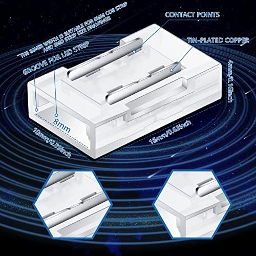 Flutesan 18 Бр., Конектор за led лента Cob 8 мм, 2-Пинов Комплект led, Прозрачен Съединител за led кабели, Съединител,