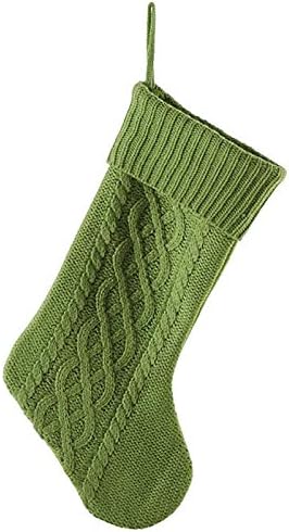 Зелен Пуловер, Кабелна Тел с Ребрена белезници, Украса за Коледни Чорапи с диаметър 20 см