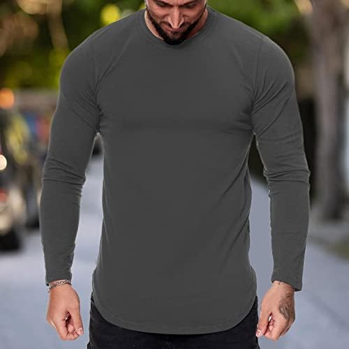 XXBR Мъжки ризи с дълъг ръкав, основни Спортни тениски с кръгло деколте, Есенни тениски с миризмата, Ежедневна Спортна