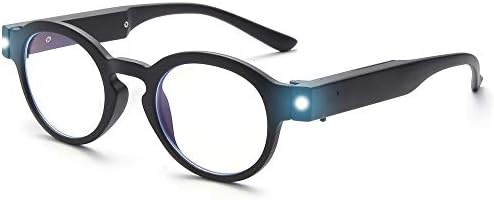 Очила за четене OuShiun с подсветка Ярки led Четци, Блокиране на Синя Светлина, Кръгли Очила От напрежение в очите по
