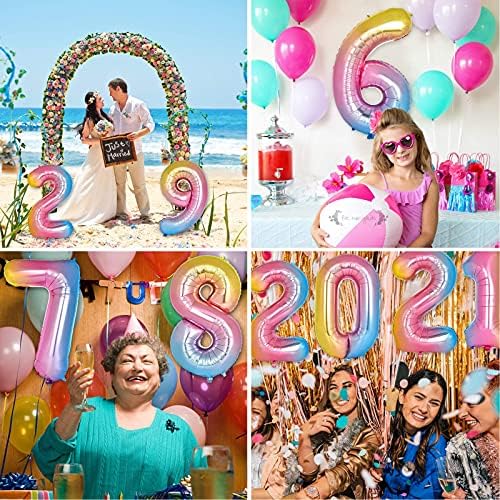40-инчови Преливащи Градиентные Разноцветни Балони с номер 5, Балони Гелиевые Топки, за Парти, Сватба, моминско парти,