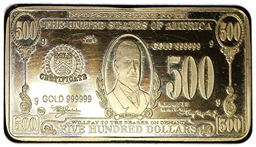1928 McKinley 500 Долара Блок 24-КАРАТОВО Златно покритие на Символичен В Необращенном формата на