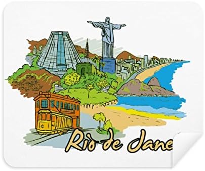 Ръчно Рисувани Бразилия Рио Де Жанейро Плат За Почистване на Екрана за Пречистване на 2 елемента Замшевой Тъкан