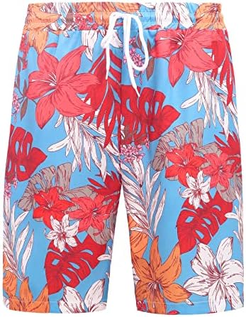 FLLSGT Мъжки Хавайска Риза и къси Панталони, Комплекти, Дрехи за Почивка от 2 теми, Ежедневни, Плажни Костюми Копчета