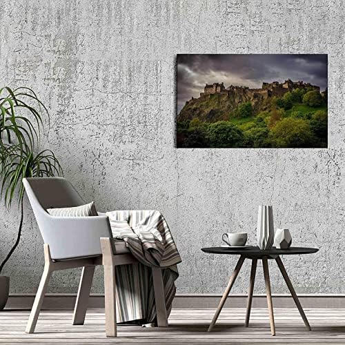 Принт в рамка - на замъка Единбург, Шотландия (Художествен плакат с образа на Средновековния Пейзаж) Стенен Художествен