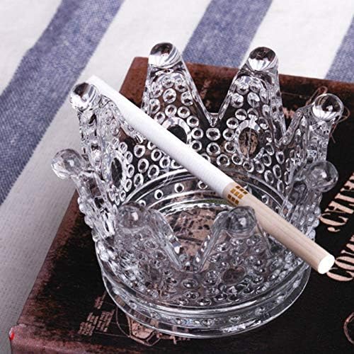 Пепелник във формата на Стъклен Crown ZKKD, Креативна Настолен Пепелник За Пушачи, Украса Домашен Офис (Прозрачно Кристално