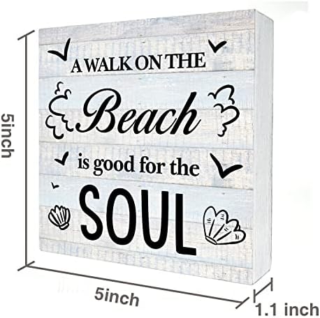 Разходка по плажа полезно за душата, Знак във вид на дървени кутии, Начало Декор, Селски Плажен Къща, Дървена Кутия,