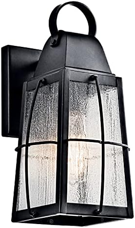 Външен стенен монтаж лампа Kichler Tolerand 12 1 Light с Прозрачни стъкла средни видоизменен Черен цвят