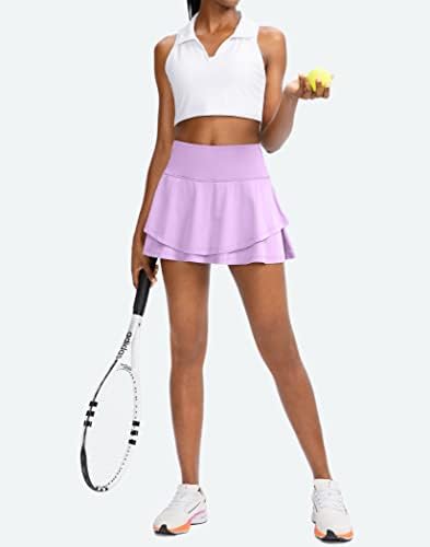 Плиссированная Тенис пола за Жените с Къси панталони, 4 Джоба, Дамска Пола за тренировки, Бягане, Спортни къси Панталони