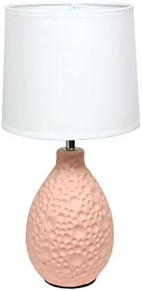 Прости Дизайни LT2003-BLU Текстурирани Штукатурная Керамична Настолна Лампа с Овални Бял Филтър Абажуром, Синьо
