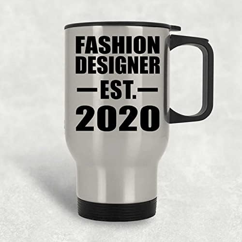Моден дизайнер Designsify, Създаден EST. 2020 г., Сребърна Пътна Чаша С Изолация от Неръждаема Стомана от 14 унции, Подаръци
