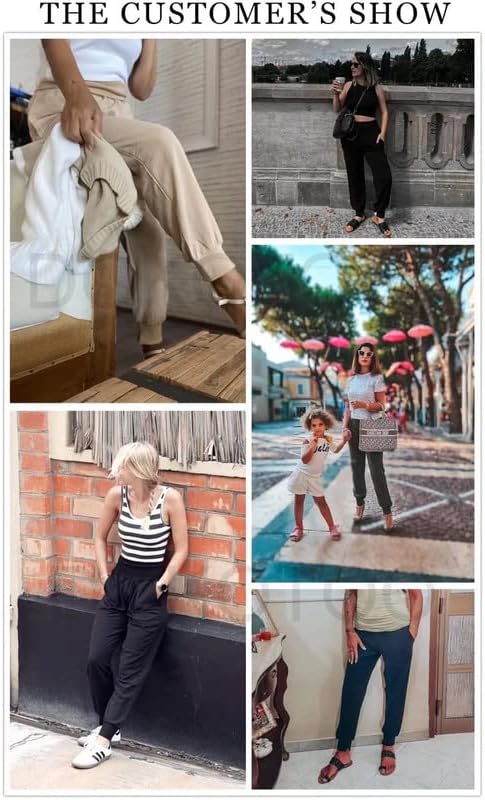 Dokotoo Дамски Модни Ежедневни Памучни Панталони за Джогинг с Еластичен Колан на съвсем малък и Джобове