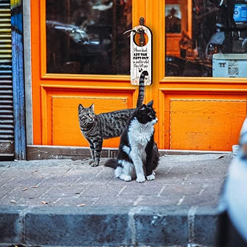 Сиамски Котарак една Забавна Дървена Табела на врата, 2 опаковане (двустранен) е Забавна табела Не выпускай котка, Забавна