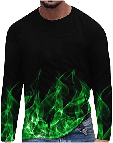 Мъжки t-shirt 4ZHUZI, Мъжки Блузи с дълъг ръкав, Тениски с 3D Принтом Пламък и кръгло деколте, плътно Прилепнали Спортни,