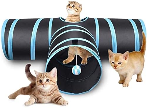 Alnicov Играчка-Тунел за котки, 3 начина, Играчки-Тунели за котки, Сгъваема играчка за домашни любимци, Големи Домашни