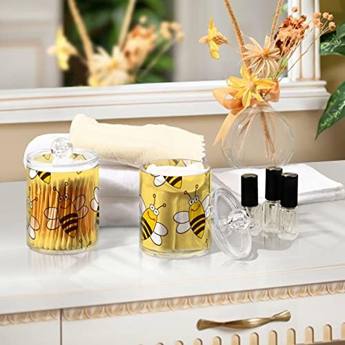 UMIRIKO Bee Honey Qtip Титуляр-Опаковка за Памучни пръчки с Капаци, 2 опаковки, Аптечные Контейнери за Памучни Топки