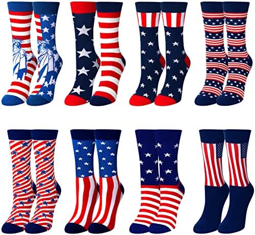 Vicenpal, 8 Двойки, Новост, носене под дрехи с Флага на сащ и Звездите, Патриотични Чорапи на Райета в стила на Свободата