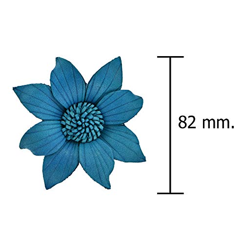 Универсална Брошка-Жени или Шнола за коса Bloom Nature Blue Flower Leather 2 в 1