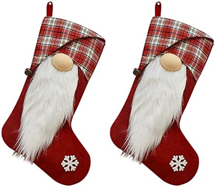 Fonzci 2 Опаковане на Коледни Чорапи с Джуджетата, 3D Плюшено Шведски Отглеждане с Джуджетата, Манто Окачени Чорапи,