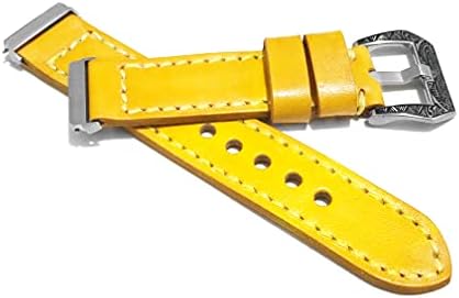 Каишка от матирана естествена кожа NICKSTON Жълт цвят, който е съвместим с умни часовник Fitbit Versa 2 и Versa, Lite