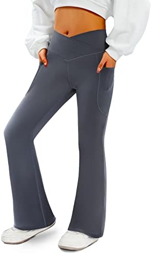 Дамски разкроена панталони Yogo от COPYLEAF с джобове -Гамаши За йога с V-образно деколте и висока талия -Разкроена Гамаши